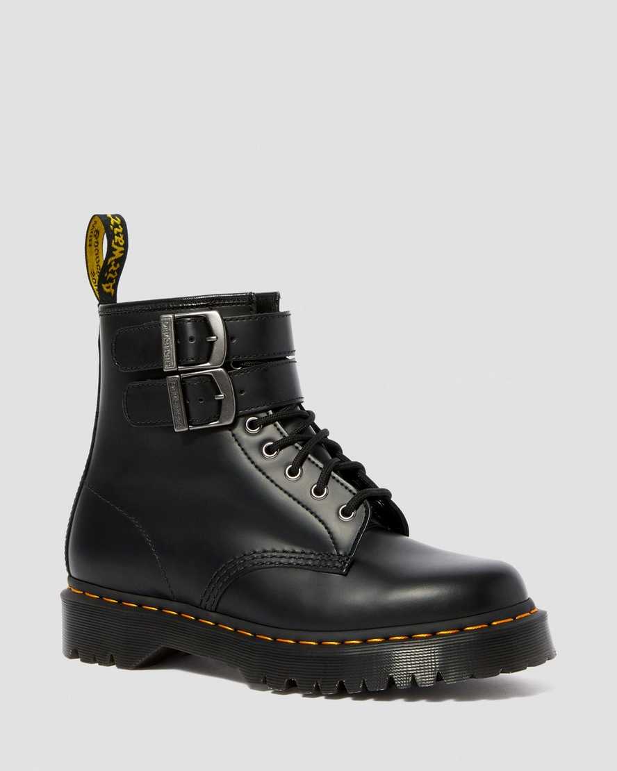 Dr. Martens 1460 Smooth Lær Buckle Original Støvler Dame Svart [9265UTZYD]